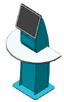 Drawing-with-counter Custom Self-checkout Kiosk with Shelf